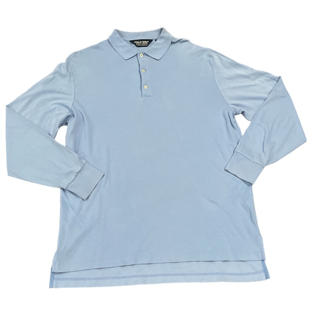 Polo Golf Pima Cotton Long Sleeve Polo Light Blue Size Large